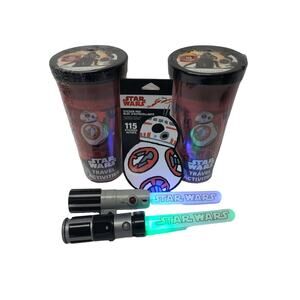 Star Wars Travel Cup w. Book Activities Crayons & 2 Light Sabers & Sticker Pad